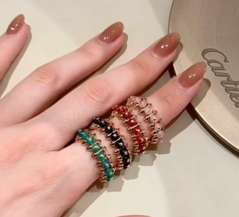 [⭐Hyrra Jewelry]CLASH ELEGANT ROSE GOLD RING FEATURING NATURAL AGATE