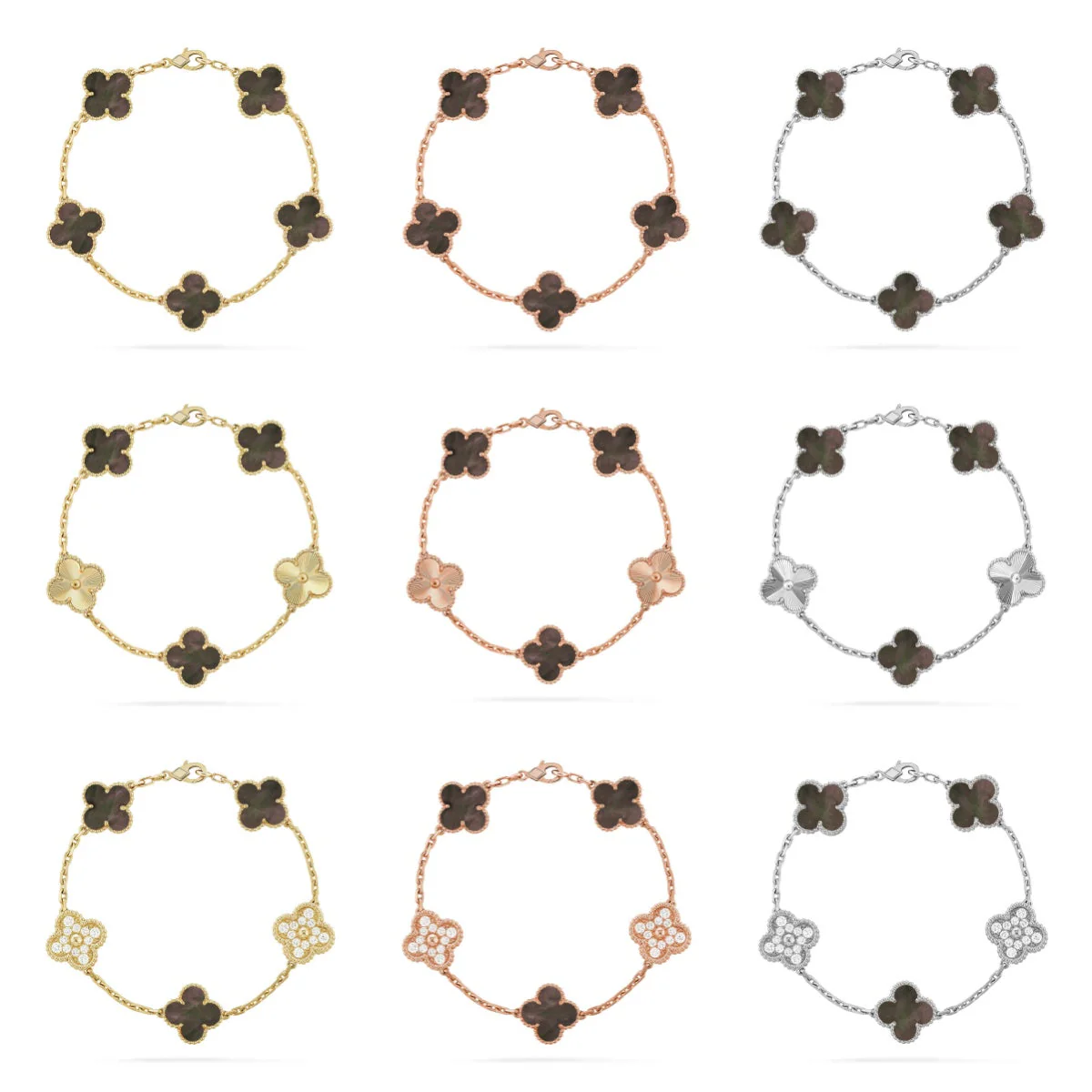 [⭐Hyrra Jewelry] CLOVER 5 MOTIF GRAY MOP BRACELET COLLECTION