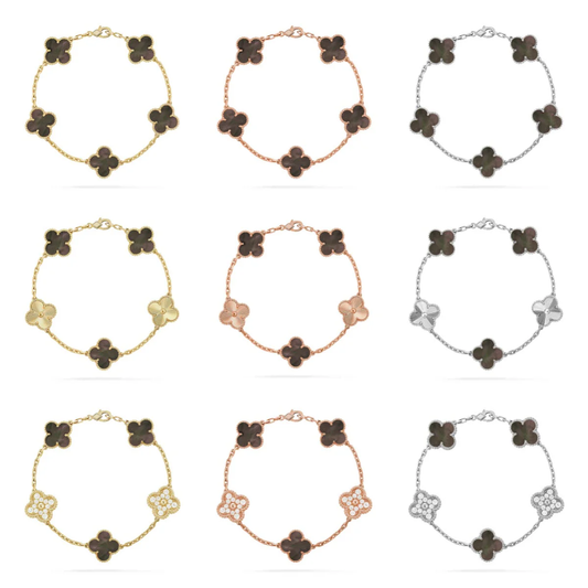 [⭐Hyrra Jewelry] CLOVER 5 MOTIF GRAY MOP BRACELET COLLECTION
