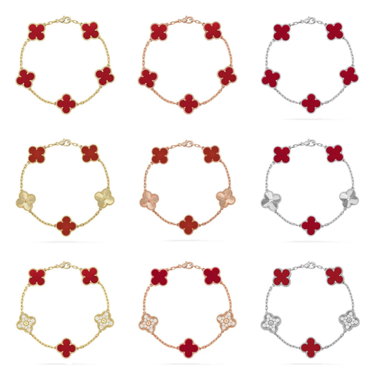 [⭐Hyrra Jewelry] CLOVER 5 MOTIF RED CORNELIAN BRACELET COLLECTION