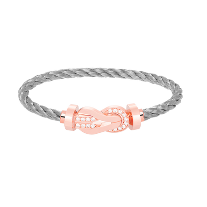 [⭐Hyrra Jewelry]CHANCE LARGE 8 FIGURE BUCKLE HALF DIAMOND BRACELET ROSE GOLD