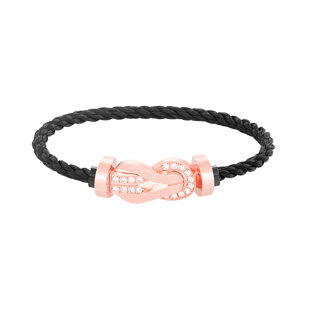 [⭐Hyrra Jewelry]CHANCE LARGE 8 FIGURE BUCKLE HALF DIAMOND BRACELET ROSE GOLD