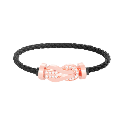 [⭐Hyrra Jewelry]CHANCE LARGE 8 FIGURE BUCKLE HALF DIAMOND BRACELET ROSE GOLD