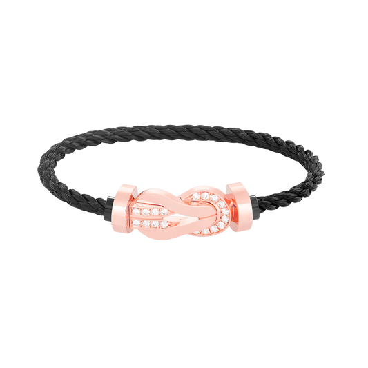 [⭐Hyrra Jewelry]CHANCE LARGE 8 FIGURE BUCKLE HALF DIAMOND BRACELET ROSE GOLD
