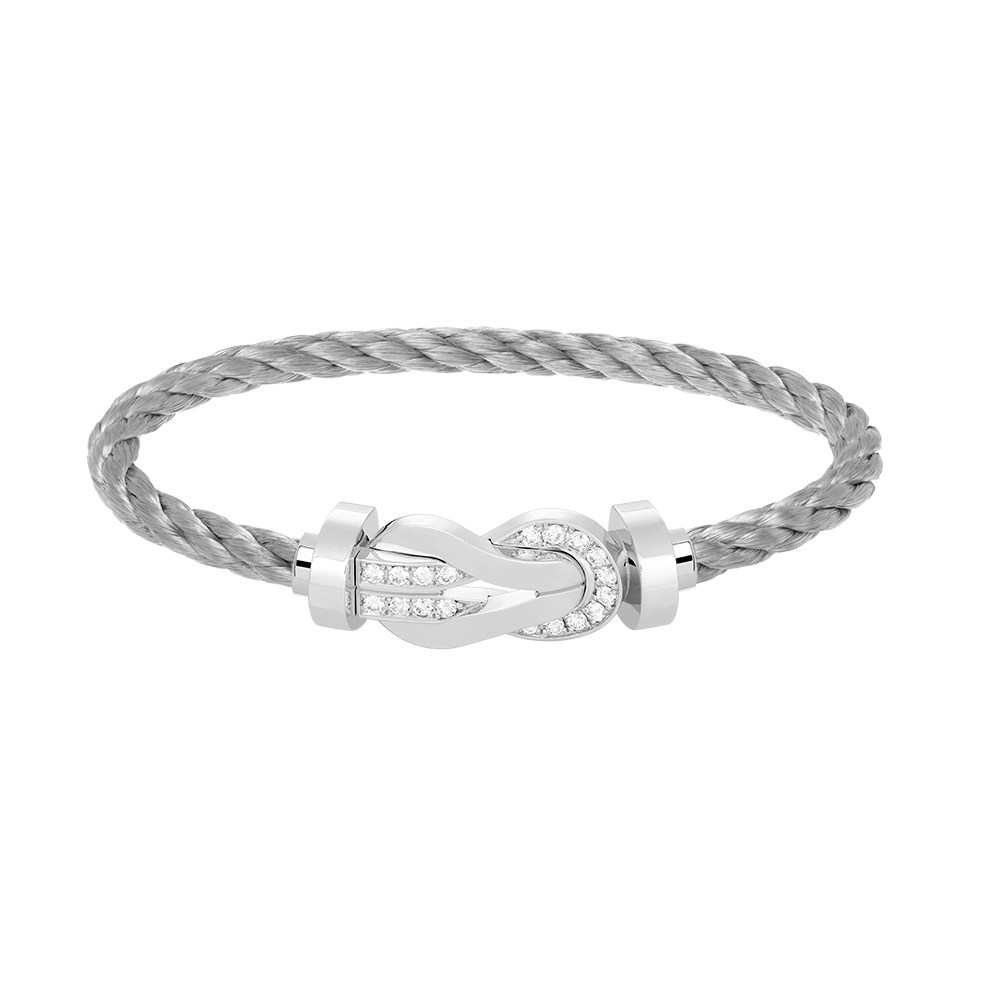 [⭐Hyrra Jewelry]CHANCE LARGE 8 FIGURE BUCKLE HALF DIAMOND BRACELET SILVER