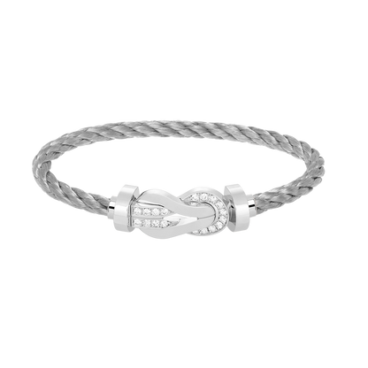 [⭐Hyrra Jewelry]CHANCE LARGE 8 FIGURE BUCKLE HALF DIAMOND BRACELET SILVER