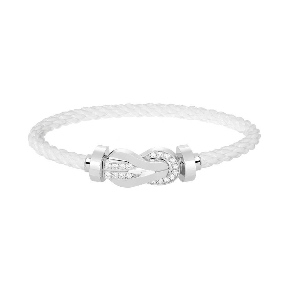 [⭐Hyrra Jewelry]CHANCE LARGE 8 FIGURE BUCKLE HALF DIAMOND BRACELET SILVER