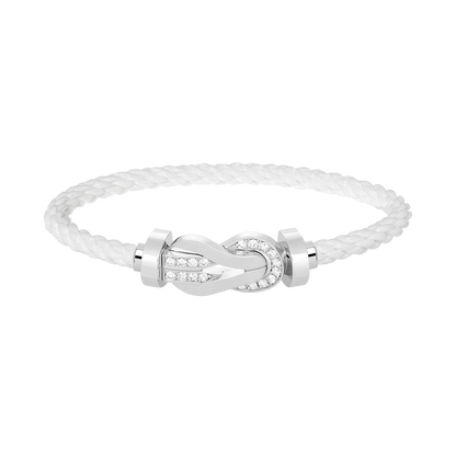[⭐Hyrra Jewelry]CHANCE LARGE 8 FIGURE BUCKLE HALF DIAMOND BRACELET SILVER