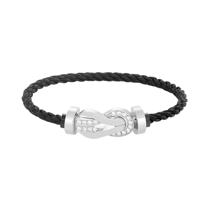 [⭐Hyrra Jewelry]CHANCE LARGE 8 FIGURE BUCKLE HALF DIAMOND BRACELET SILVER