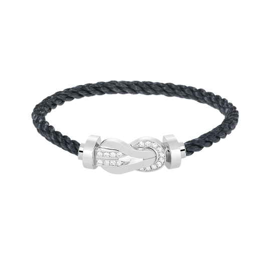 [⭐Hyrra Jewelry]CHANCE LARGE 8 FIGURE BUCKLE HALF DIAMOND BRACELET SILVER