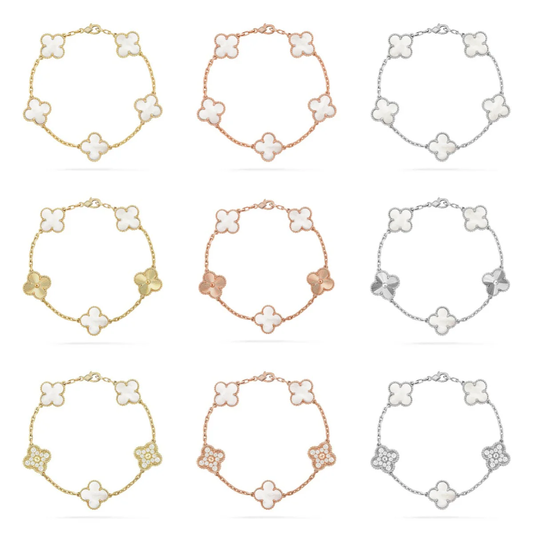 [⭐Hyrra Jewelry]CLOVER WHITE PEARL MOP 5 MOTIF BRACELET COLLECTION