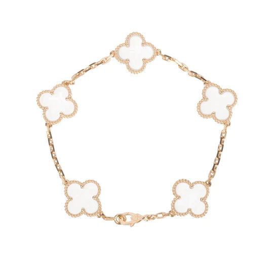 [⭐Hyrra Jewelry]CLOVER 5 MOTIF ROCK CRYSTAL BRACELET