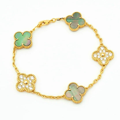 [⭐Hyrra Jewelry] CLOVER 5 MOTIF GRAY MOP BRACELET COLLECTION