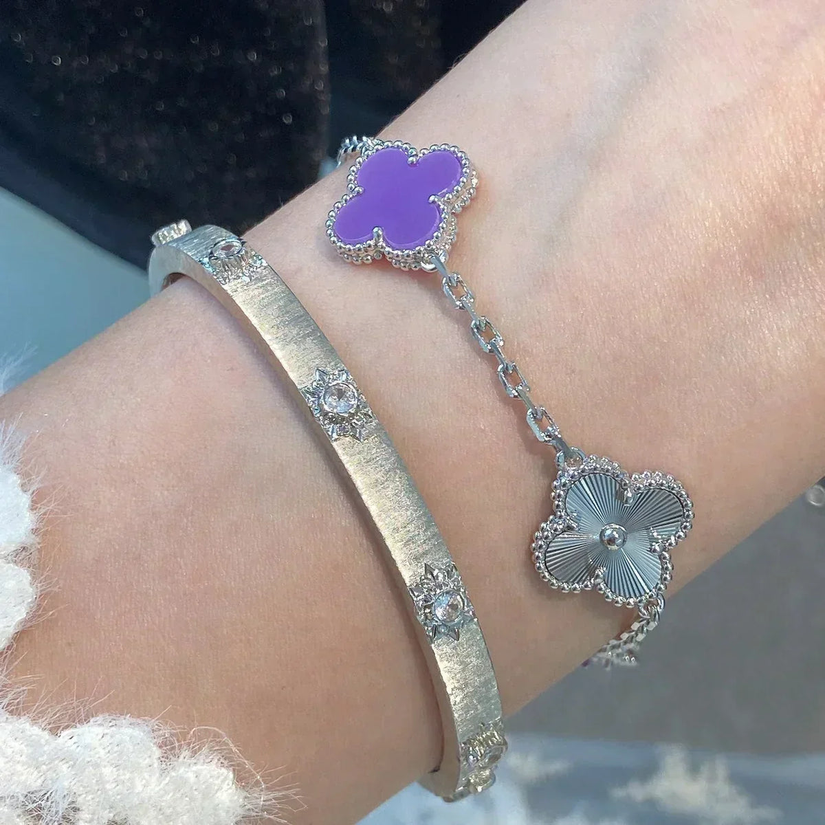 [⭐Hyrra Jewelry] CLOVER 5 MOTIF VIOLET BRACELET COLLECTION