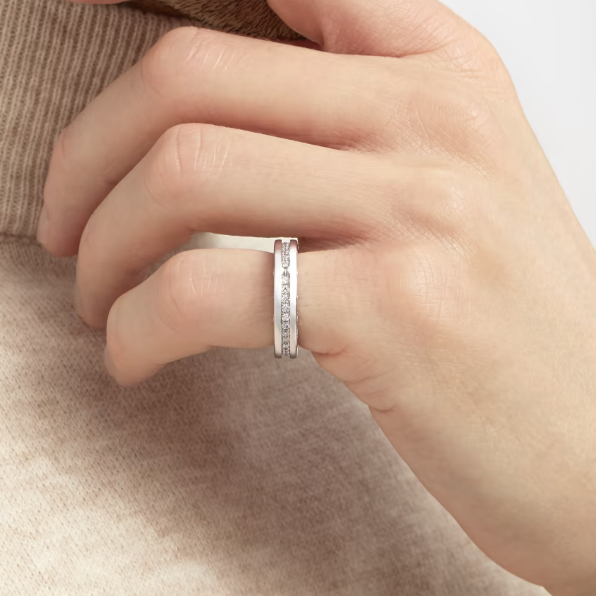 [⭐Hyrra Jewelry]ZERO 1 ONE-BAND PAVED DIAMONDS ON THE SPIRAL RING