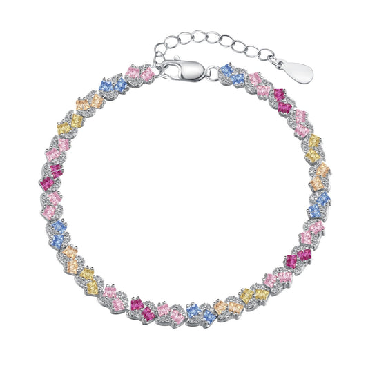 [Hyrra Jewelry]Ornate Colorful Flower Shape Party Bracelet
