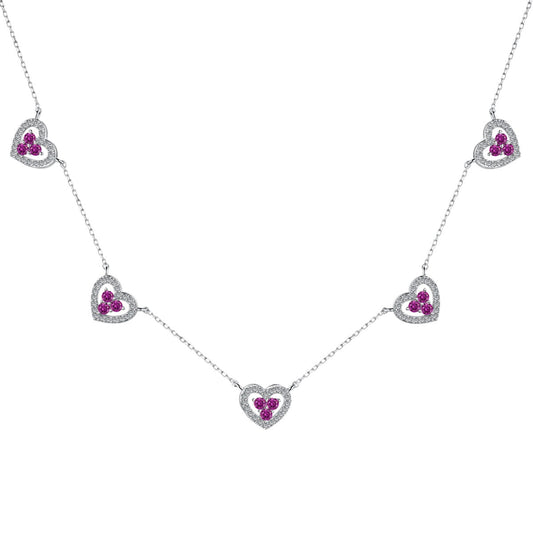 [Hyrra Jewelry]Sparkling Five Heart Necklace