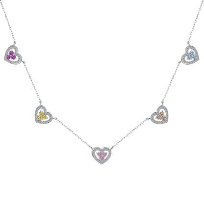 [Hyrra Jewelry]Sparkling Five Heart Necklace