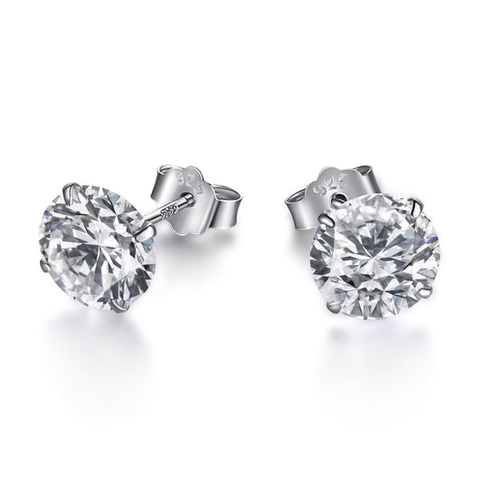 [Hyrra Jewelry]Stylish Shiny Round Center Stone Stud Earrings