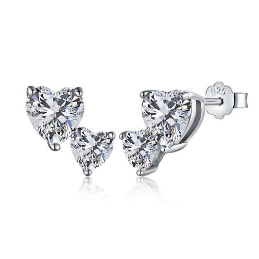[Hyrra Jewelry]Double Heart-Shape Classic Princess Style Earrings