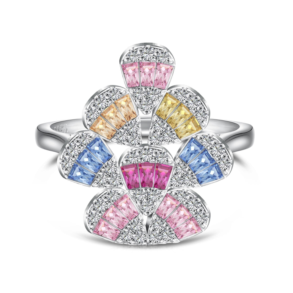 [Hyrra Jewelry]Sparkling Colorful Water Drop Shape Daily Ring