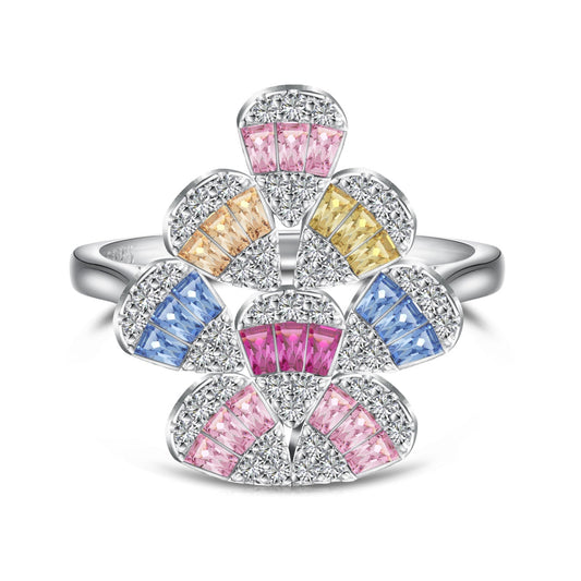 [Hyrra Jewelry]Sparkling Colorful Water Drop Shape Daily Ring