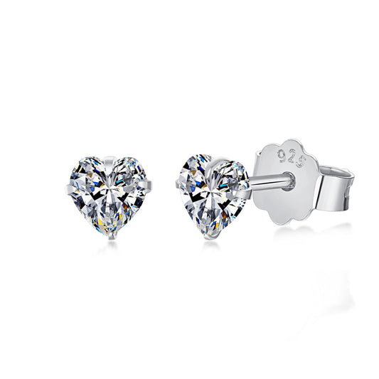[Hyrra Jewelry]Sparkling Heart Shaped Simple Earrings