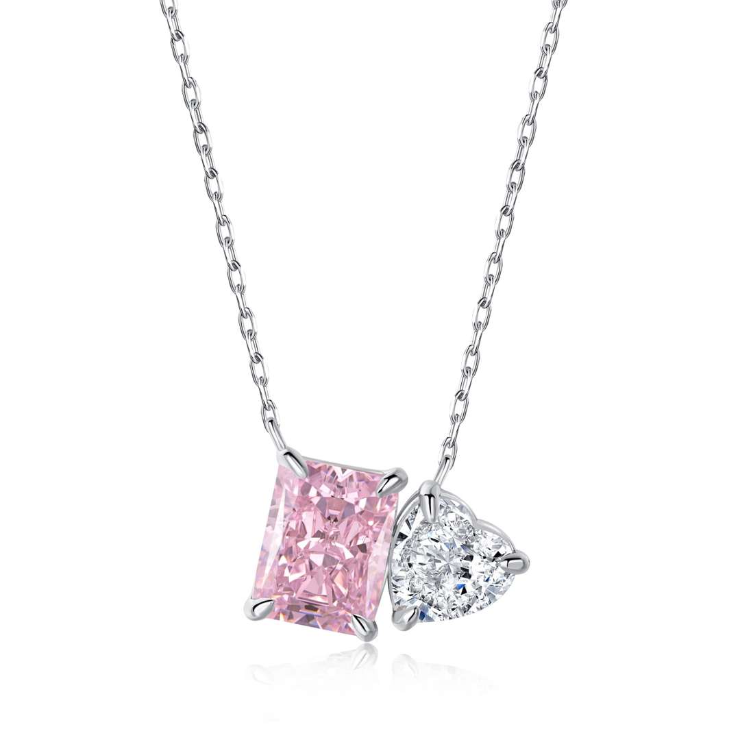 [Hyrra Jewelry]Dazzling Square & Heart Shape Necklace