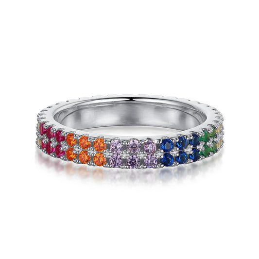 [Hyrra Jewelry]Unique Colorful Round Cut Tennis Ring