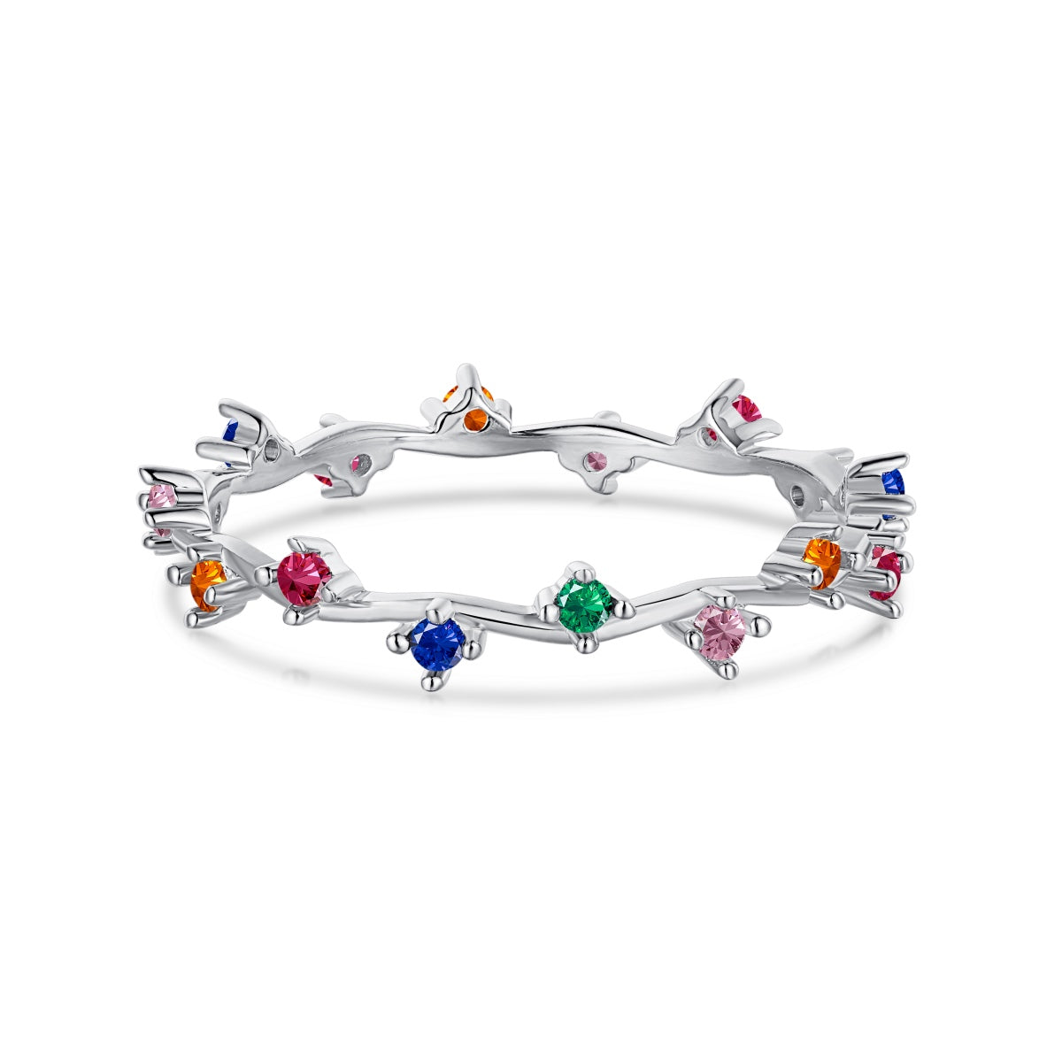 [Hyrra Jewelry]Radiant Colorful Round Cut Daily Ring