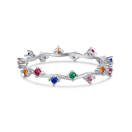 [Hyrra Jewelry]Radiant Colorful Round Cut Daily Ring