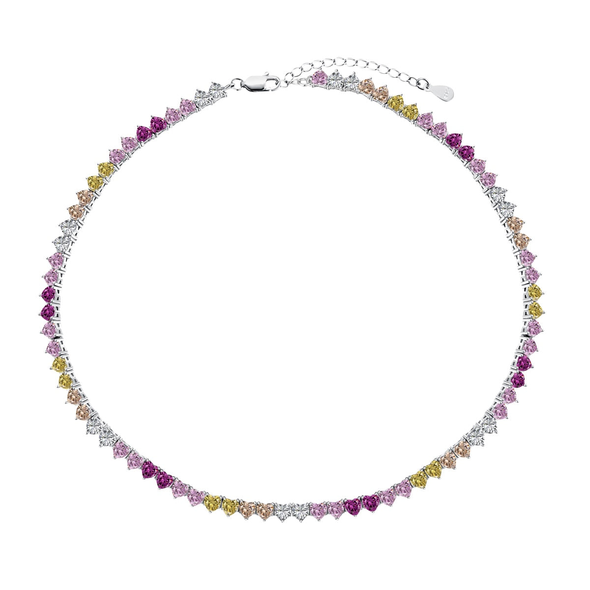 [Hyrra Jewelry]Sparkling Colorful Full Heart Tennis Necklace
