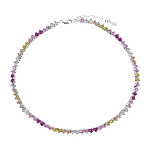 [Hyrra Jewelry]Sparkling Colorful Full Heart Tennis Necklace