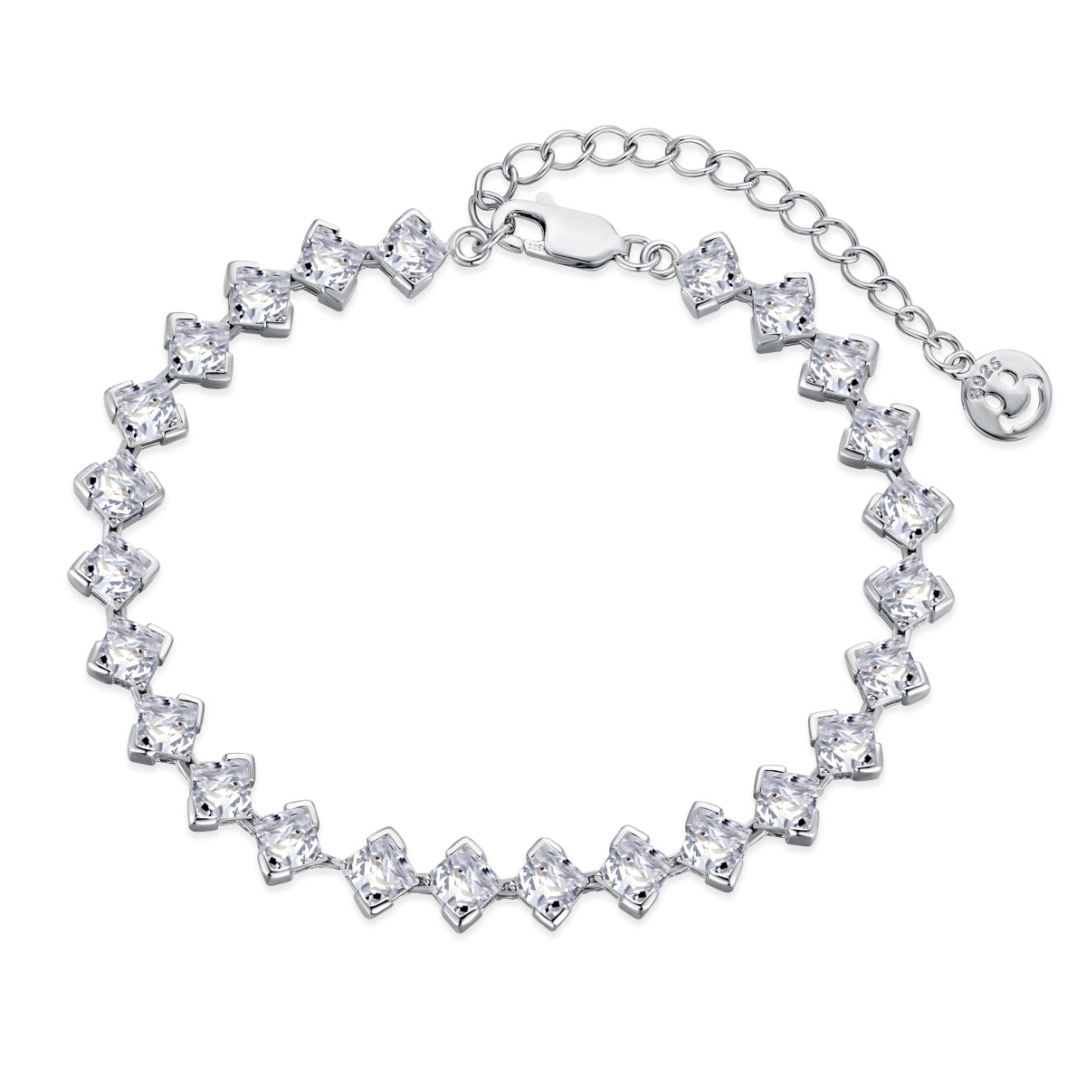[Hyrra Jewelry]0.5 Carat Ornate Princess Cut Daily Bracelet