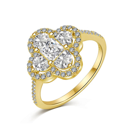 [Hyrra Jewelry]Luxurious Eternity Flower Shape Banquet Ring