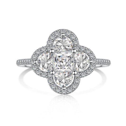 [Hyrra Jewelry]Luxurious Eternity Flower Shape Banquet Ring
