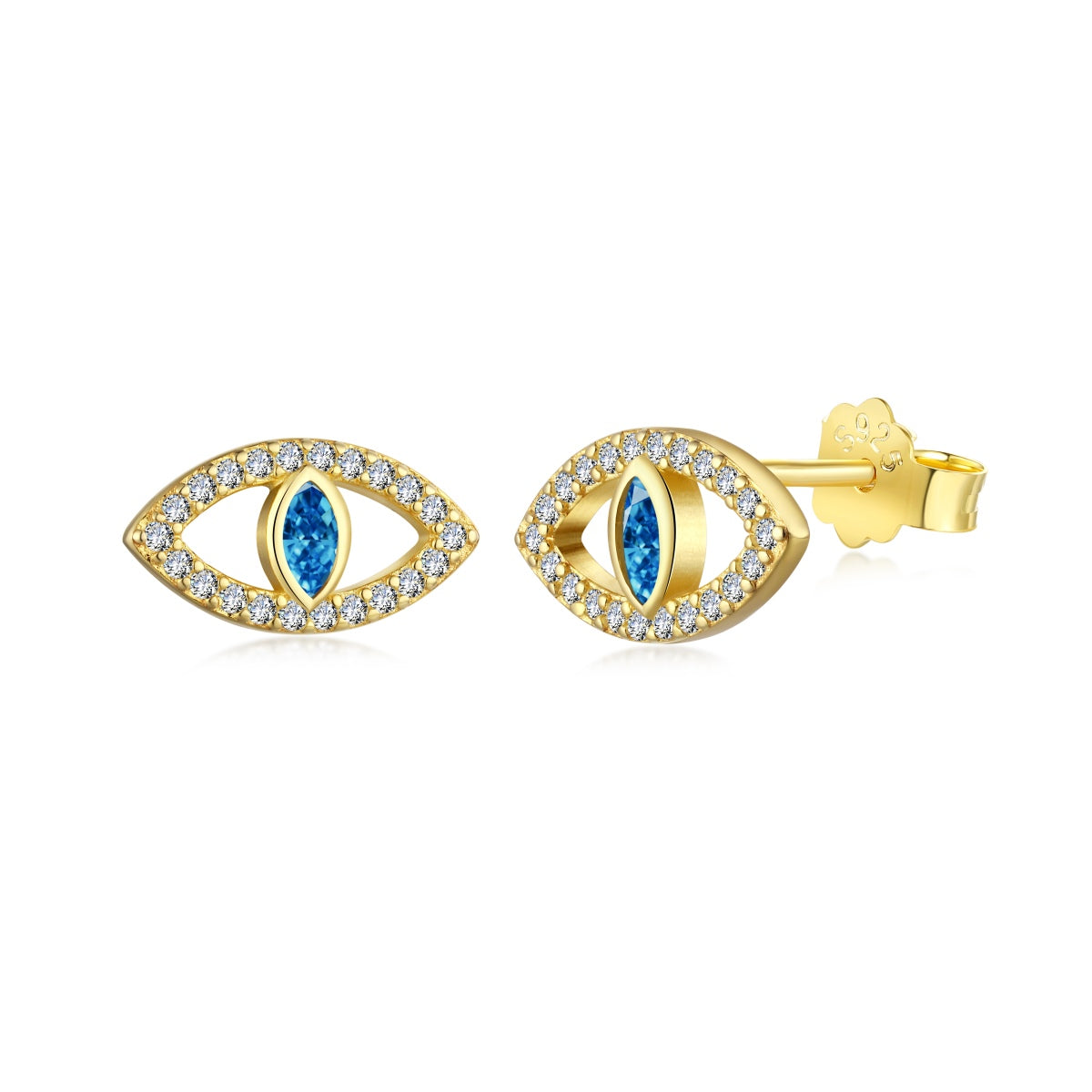 [Hyrra Jewelry]Blue Devil Eyes Hollow Stud Earrings