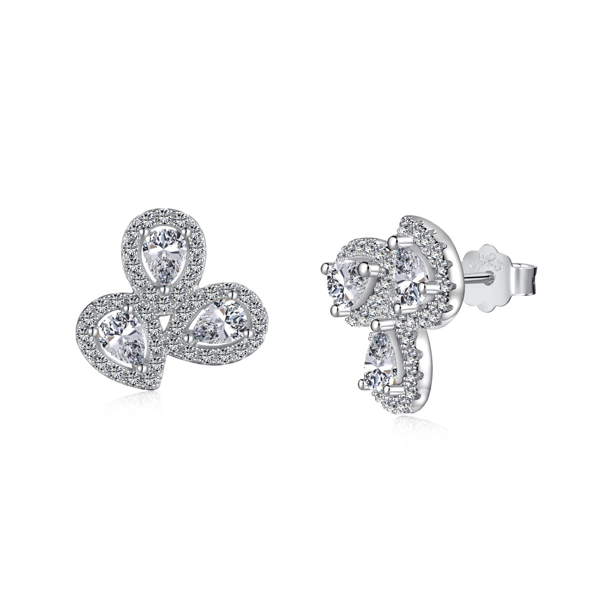 [Hyrra Jewelry]Ornate Flower Shape Pear Cut Lover Earrings