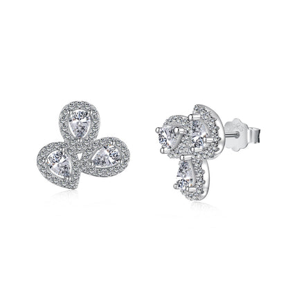 [Hyrra Jewelry]Ornate Flower Shape Pear Cut Lover Earrings