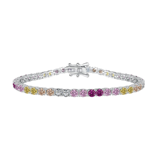 [Hyrra Jewelry]Radiant Colorful Round Cut Tennis Bracelet