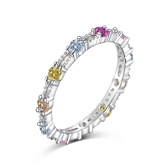 [Hyrra Jewelry]Sparkling Colorful Round Cut Tennis Ring