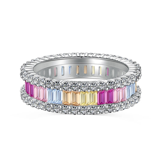 [Hyrra Jewelry]Dainty Kaleidoscopic Emerald Cut Daily Ring