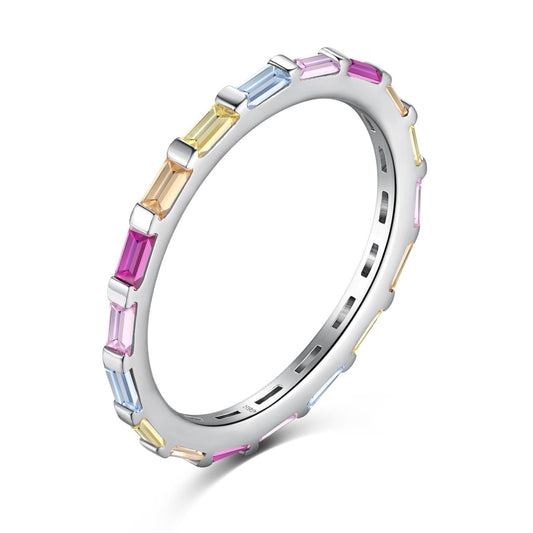 [Hyrra Jewelry]Exquisite Multicolored Emerald Cut Daily Ring
