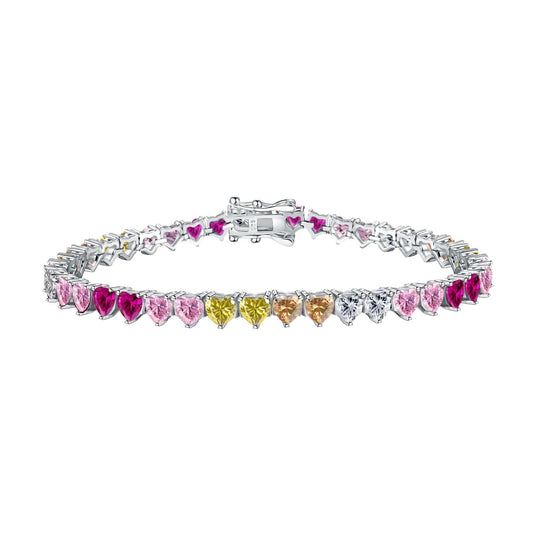 [Hyrra Jewelry]Luxurious Colorful Romantic Heart Shape Lover Bracelet