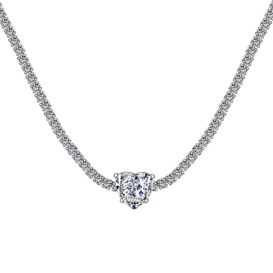 [Hyrra Jewelry]2.0 Carat Sparkling Tennis Heart Cut Necklace