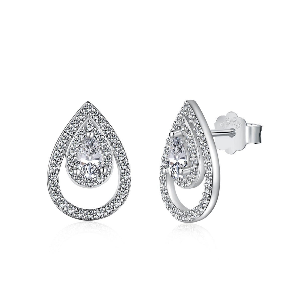 [Hyrra Jewelry]Sparkling Delicate Water Drop Shape Daily Earrings