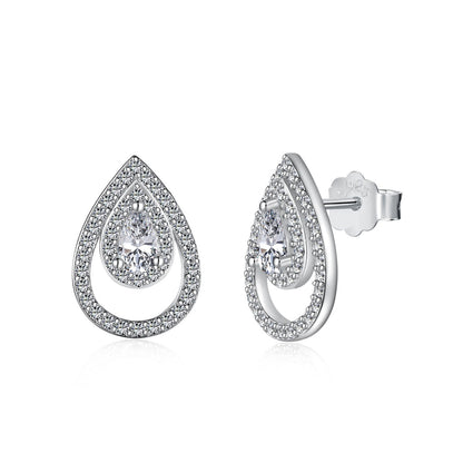 [Hyrra Jewelry]Sparkling Delicate Water Drop Shape Daily Earrings
