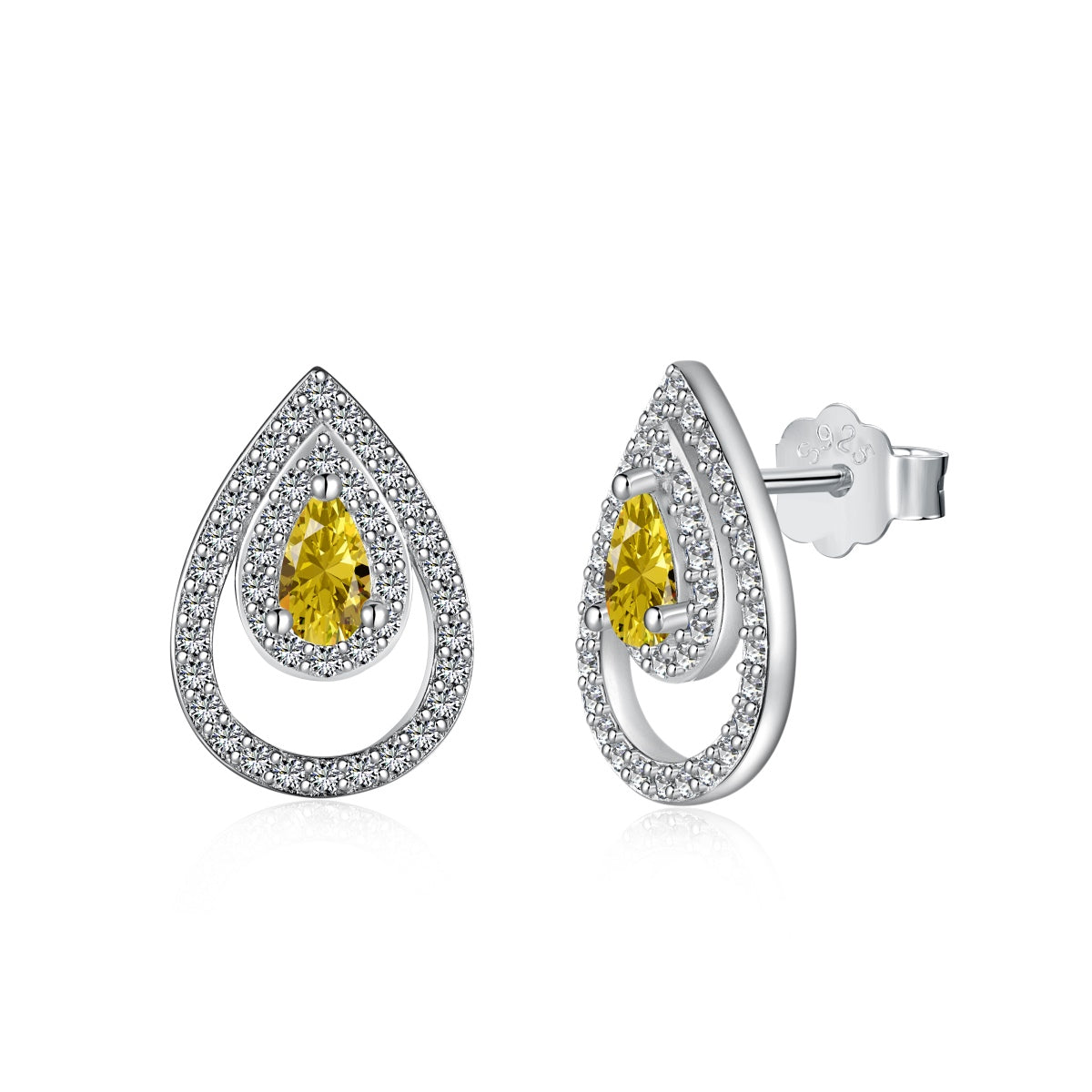 [Hyrra Jewelry]Sparkling Delicate Water Drop Shape Daily Earrings