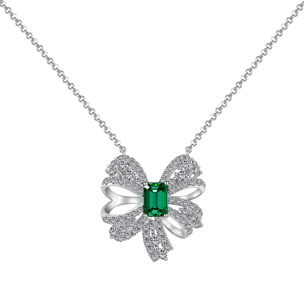 [Hyrra Jewelry]Luxurious Flower Shape Emerald Cut Necklace