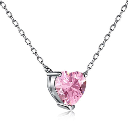 [Hyrra Jewelry]Heart Shape Main Stone Pendant Collarbone Necklace